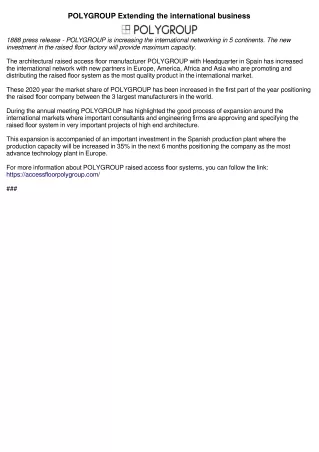 polygroup extending the international business