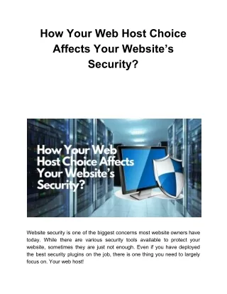 how your web host choice affects your website