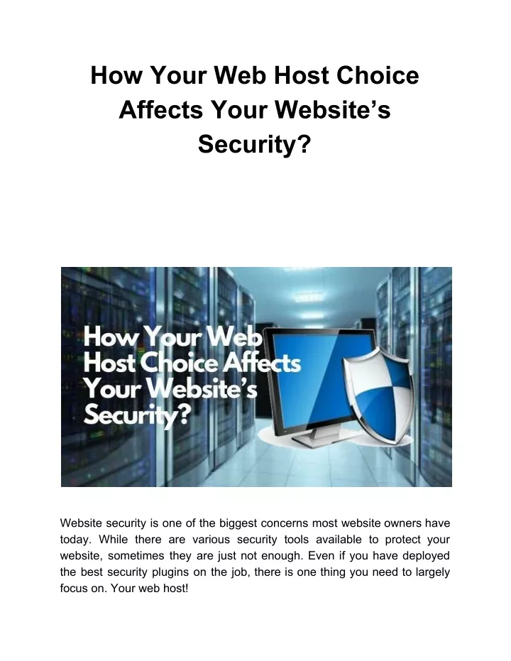 how your web host choice affects your website