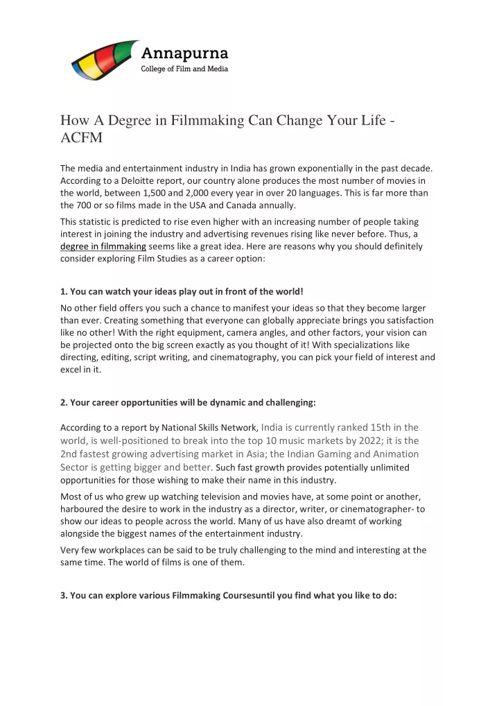 how a degree in filmmaking can change your life
