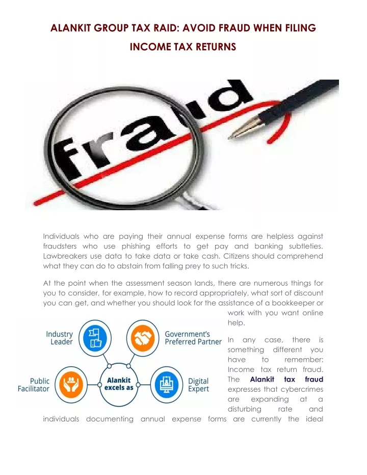 alankit group tax raid avoid fraud when filing