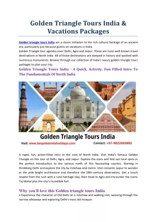 Golden Triangle Tours India & Vacations Packages