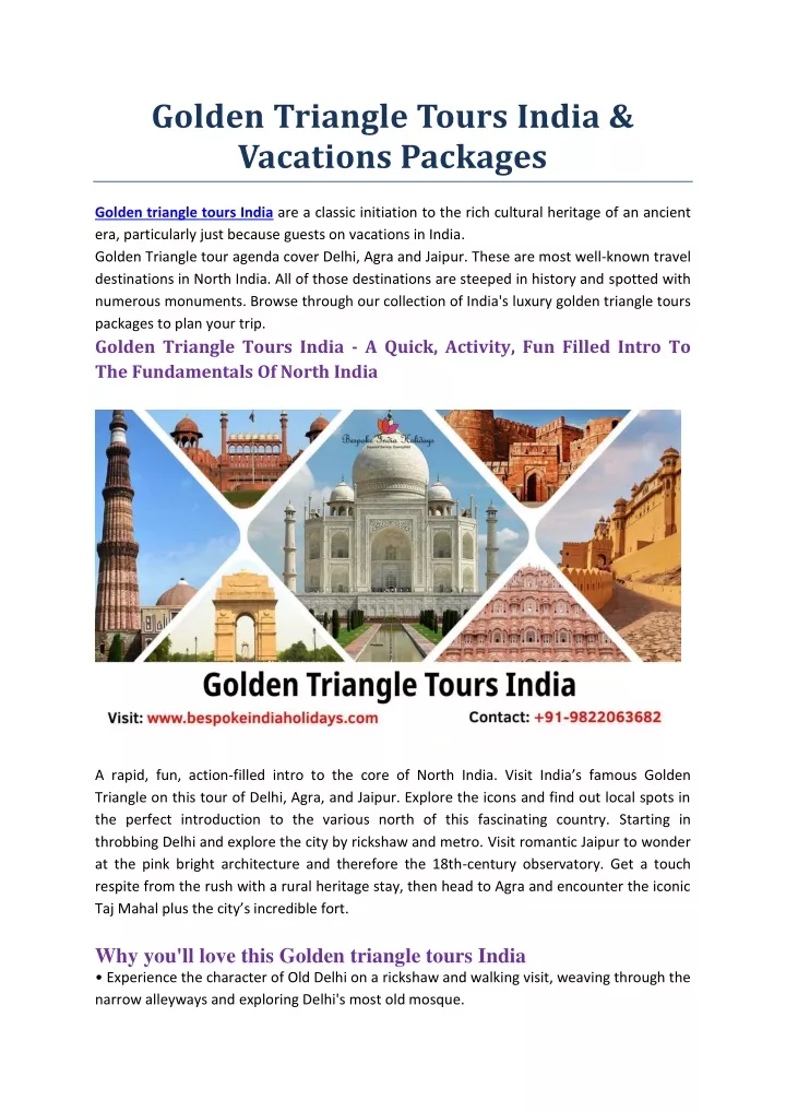 golden triangle tours india vacations packages