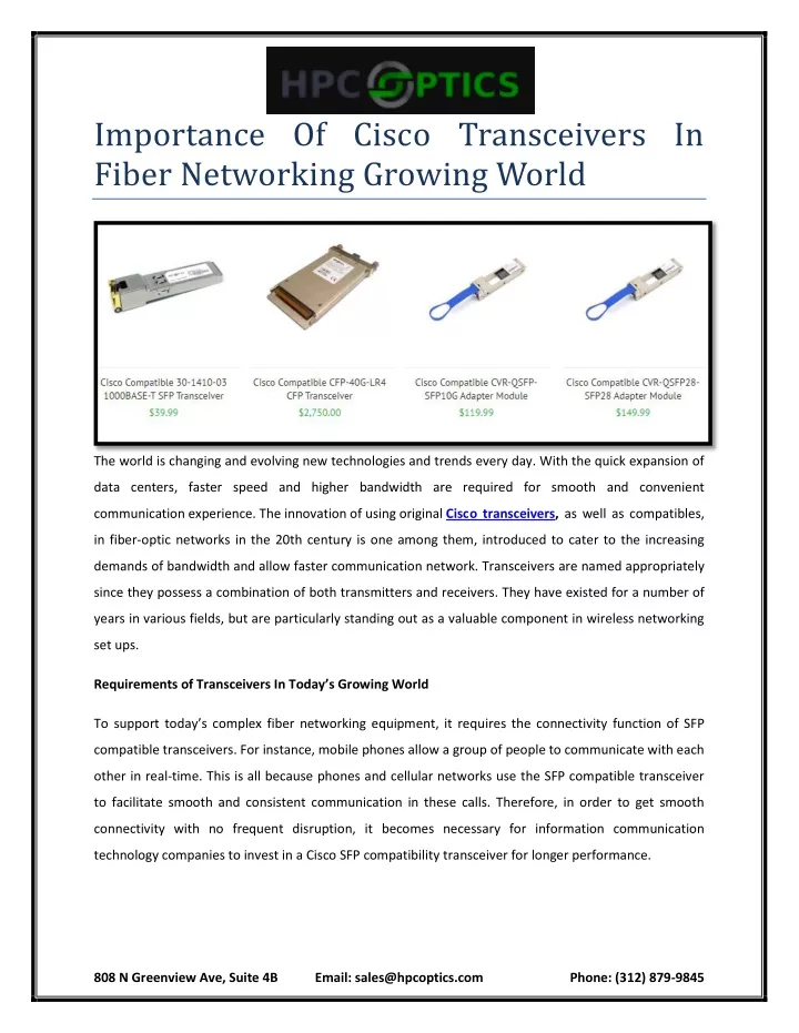 importance of cisco transceivers in fiber