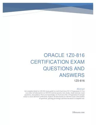 Oracle 1Z0-816 Certification Exam Questions and Answers