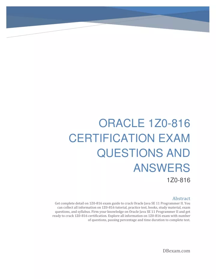 oracle 1z0 816 certification exam questions and