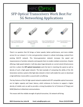 SFP Optical Transceivers Work Best For 5G Networking Applications