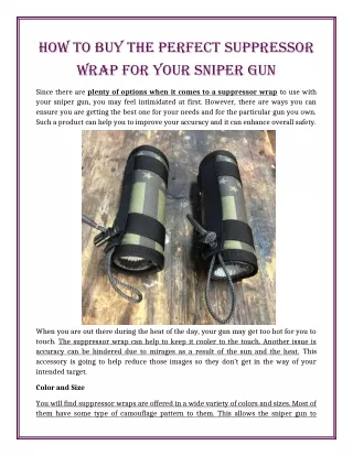 How to Buy the Perfect Suppressor Wrap for your Sniper Gun