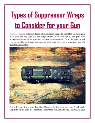 Types of Suppressor Wraps to Consider for your Gun
