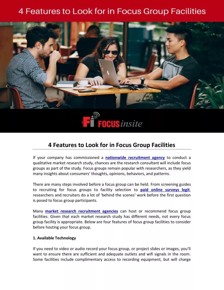 4 features to look for in focus group facilities