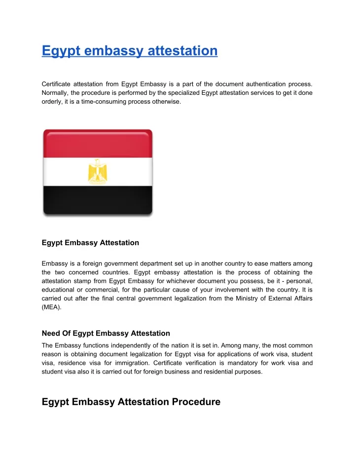 egypt embassy attestation certificate attestation