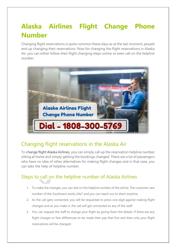 alaska airlines flight change phone number