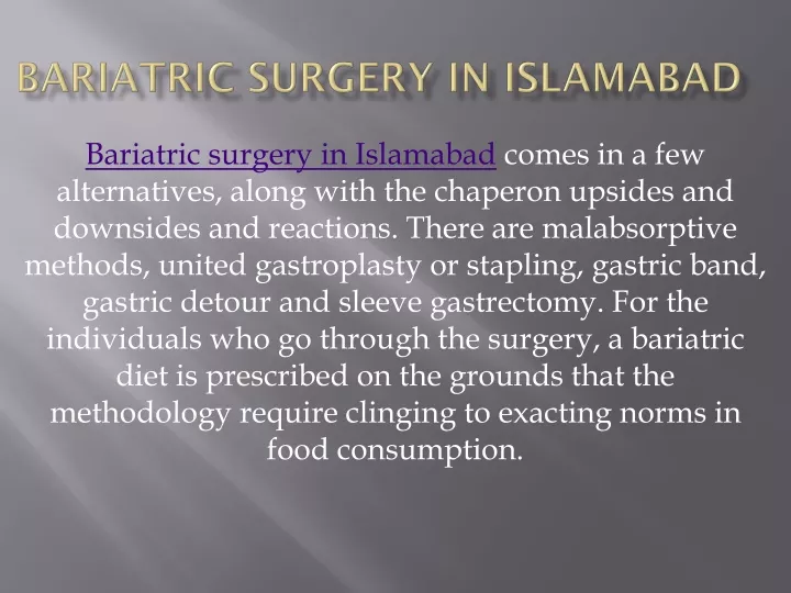 bariatric surgery in islamabad