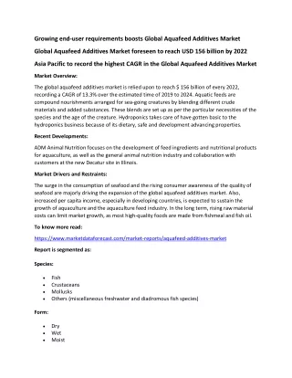 growing end user requirements boosts global