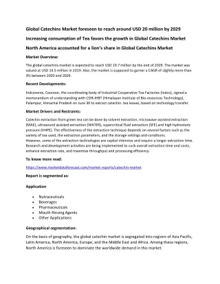 global catechins market foreseen to reach around