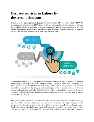 best seo services in lahore by dextrosolution com