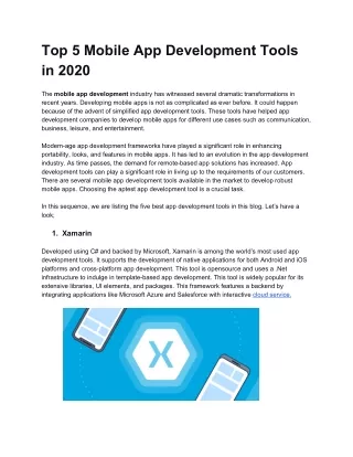 Top 5 Mobile App Development Tools in 2020