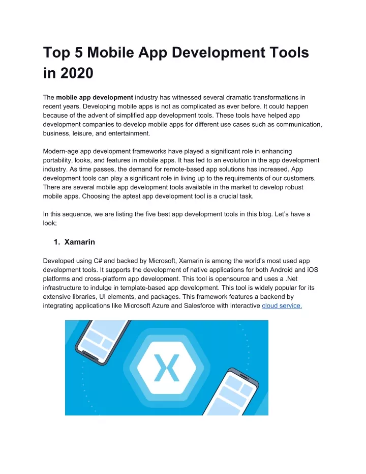 top 5 mobile app development tools in 2020