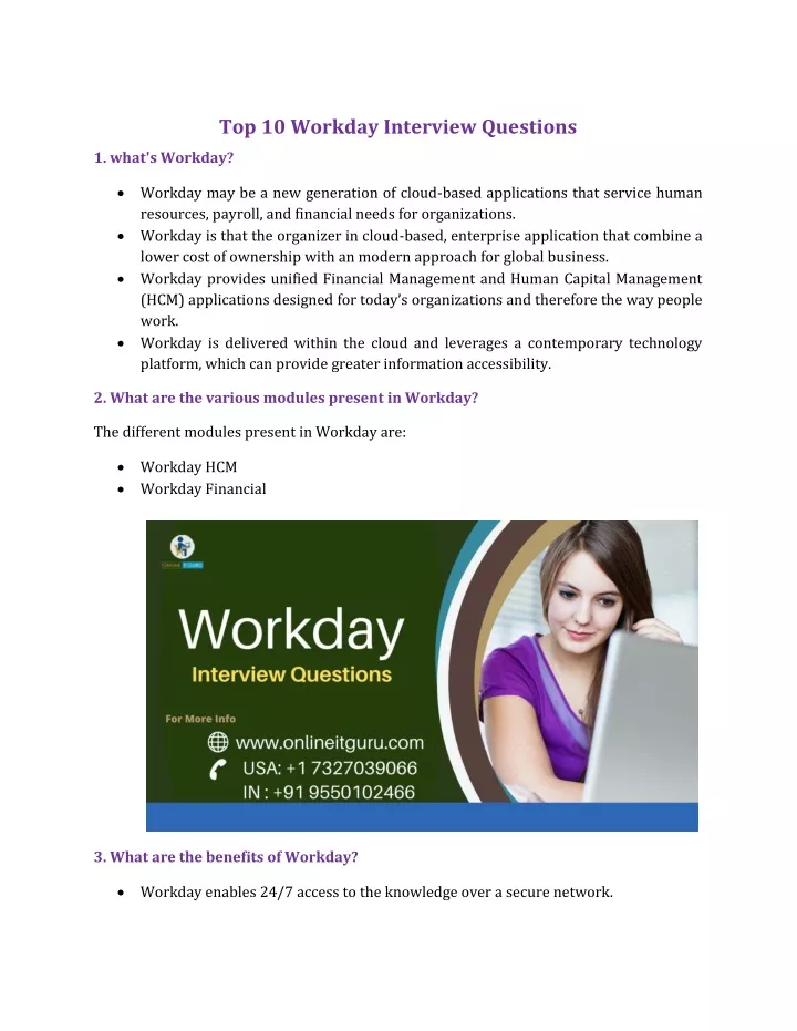 top 10 workday interview questions
