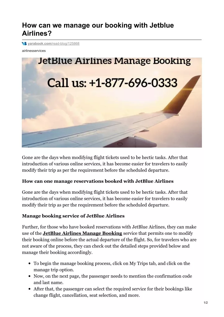 how can we manage our booking with jetblue