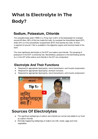 What Is Electrolyte In The Body?