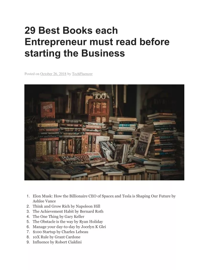 29 best books each entrepreneur must read before