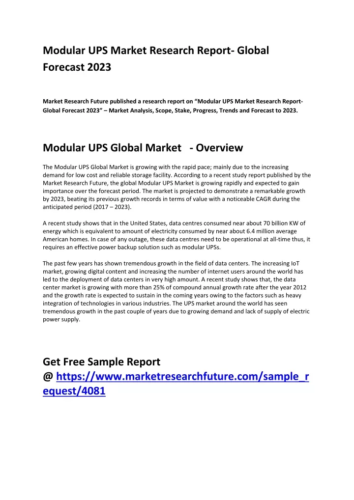 modular ups market research report global