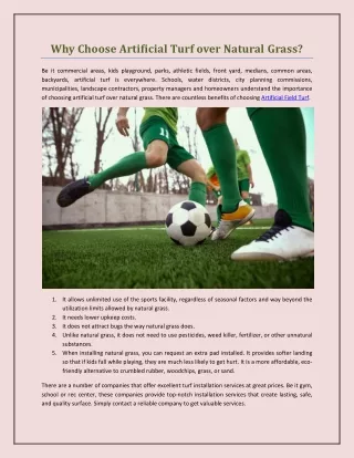 why choose artificial turf over natural grass