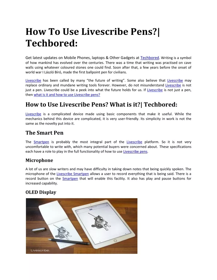 how to use livescribe pens techbored