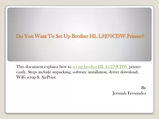 do you want to set up brother hl l3270cdw printer