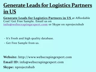 generate leads for logistics partners in us