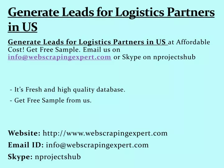 generate leads for logistics partners in us