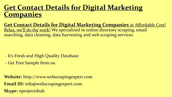 get contact details for digital marketing companies