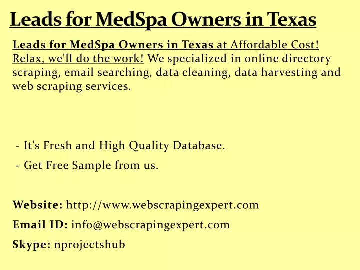 leads for medspa owners in texas