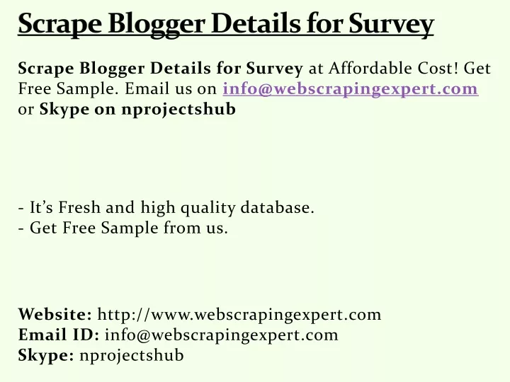 scrape blogger details for survey