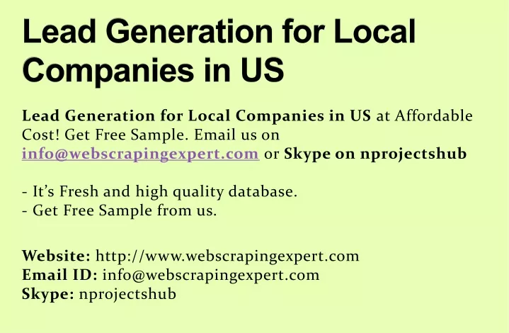 lead generation for local companies in us
