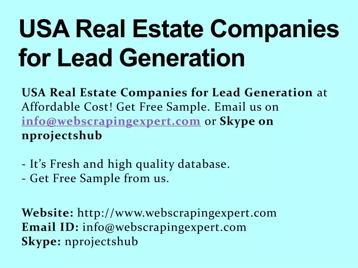usa real estate companies for lead generation
