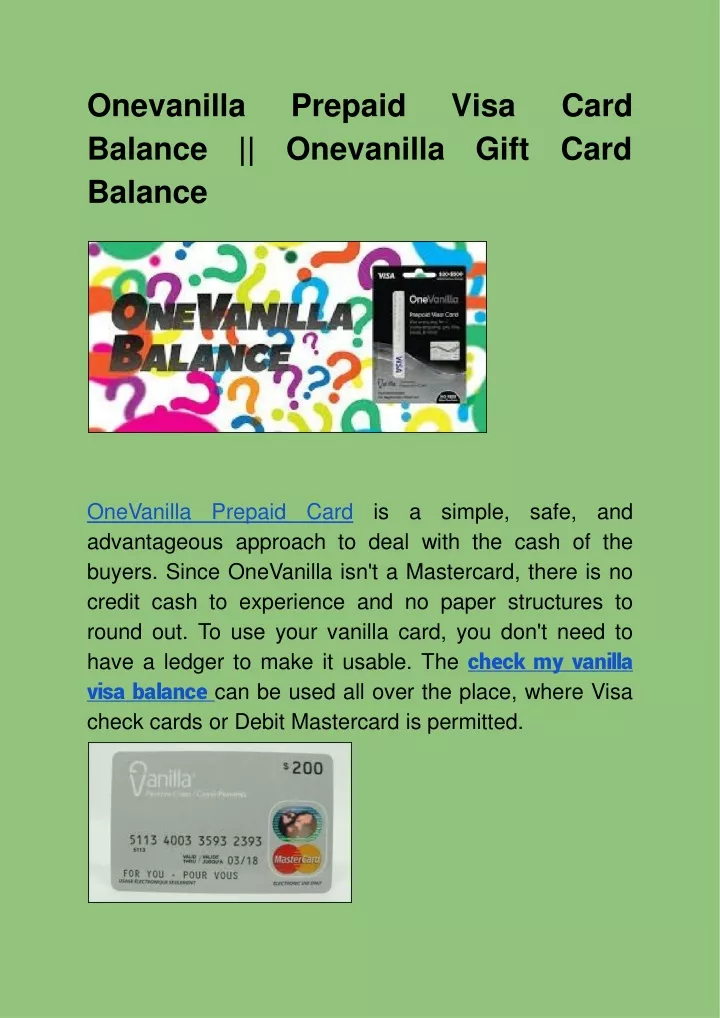 onevanilla prepaid card is a simple safe