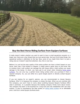 Buy the Best Horse Riding Surface from Equipro Surfaces