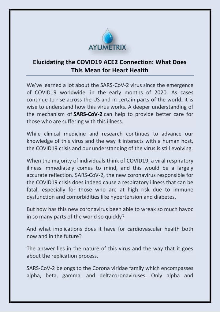 elucidating the covid19 ace2 connection what does