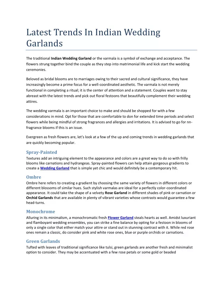 latest trends in indian wedding garlands