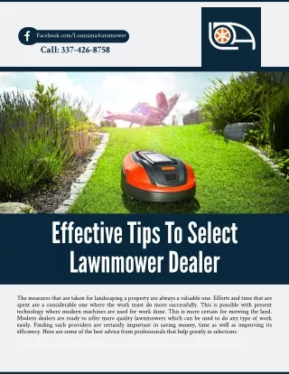 Effective Tips To Select Lawnmower Dealer