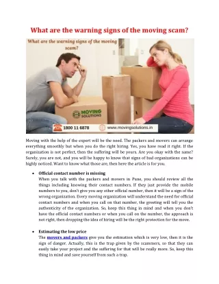 what are the warning signs of the moving scam