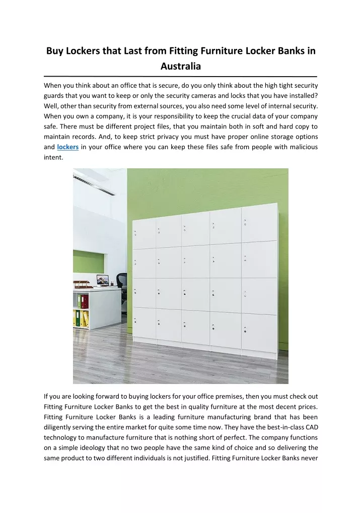 buy lockers that last from fitting furniture