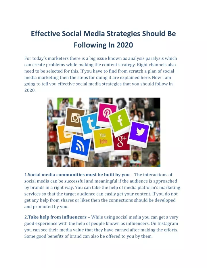 effective social media strategies should