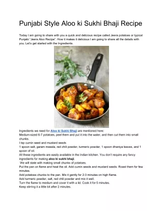 Punjabi Style Aloo ki Sukhi Bhaji Recipe