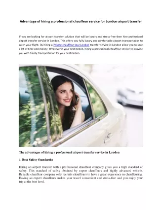 advantage of hiring a professional chauffeur