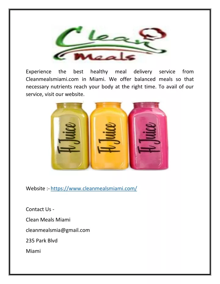 experience cleanmealsmiami com in miami we offer
