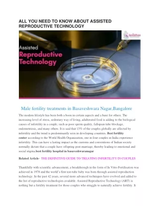 ALL YOU NEED TO KNOW ABOUT ASSISTED REPRODUCTIVE TECHNOLOGY