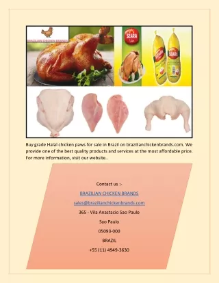 Grade A Halal Brazilian Chicken Paws for sale | Brazilian Chicken Brands